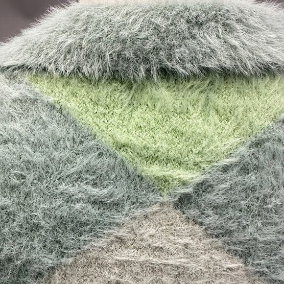 Cotton On argyle fluffy eyelash knit polo cropped cardigan in green Size Small - Picture 11 of 15